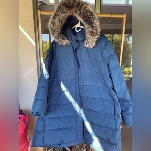 Lands End Faux Fur Hooded down coat